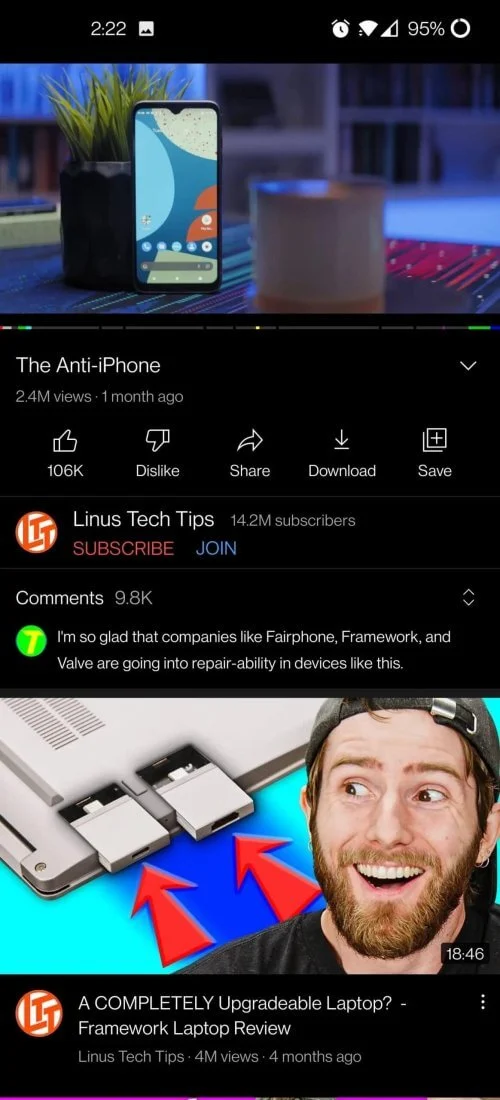 YouTube App screenshot