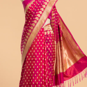 Rani Pink Kadwa Butta Silk Saree