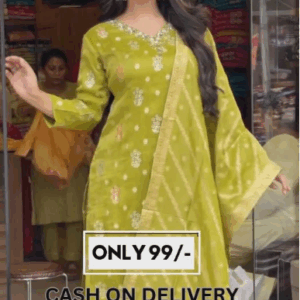 Ethnic Motifs Embroidered Regular Kurta with Trouser & Dupatta